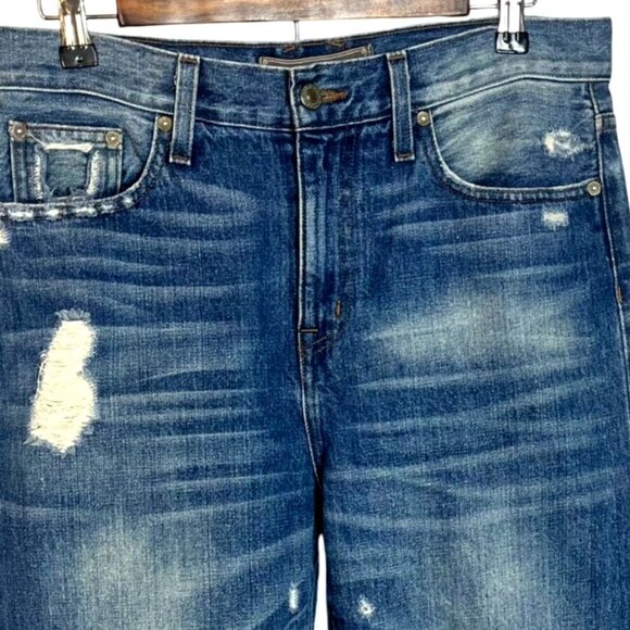 Point Sur Denim J. Crew Straight Leg Patchwork Repaired High Rise Jeans Size 29 - Picture 2 of 6
